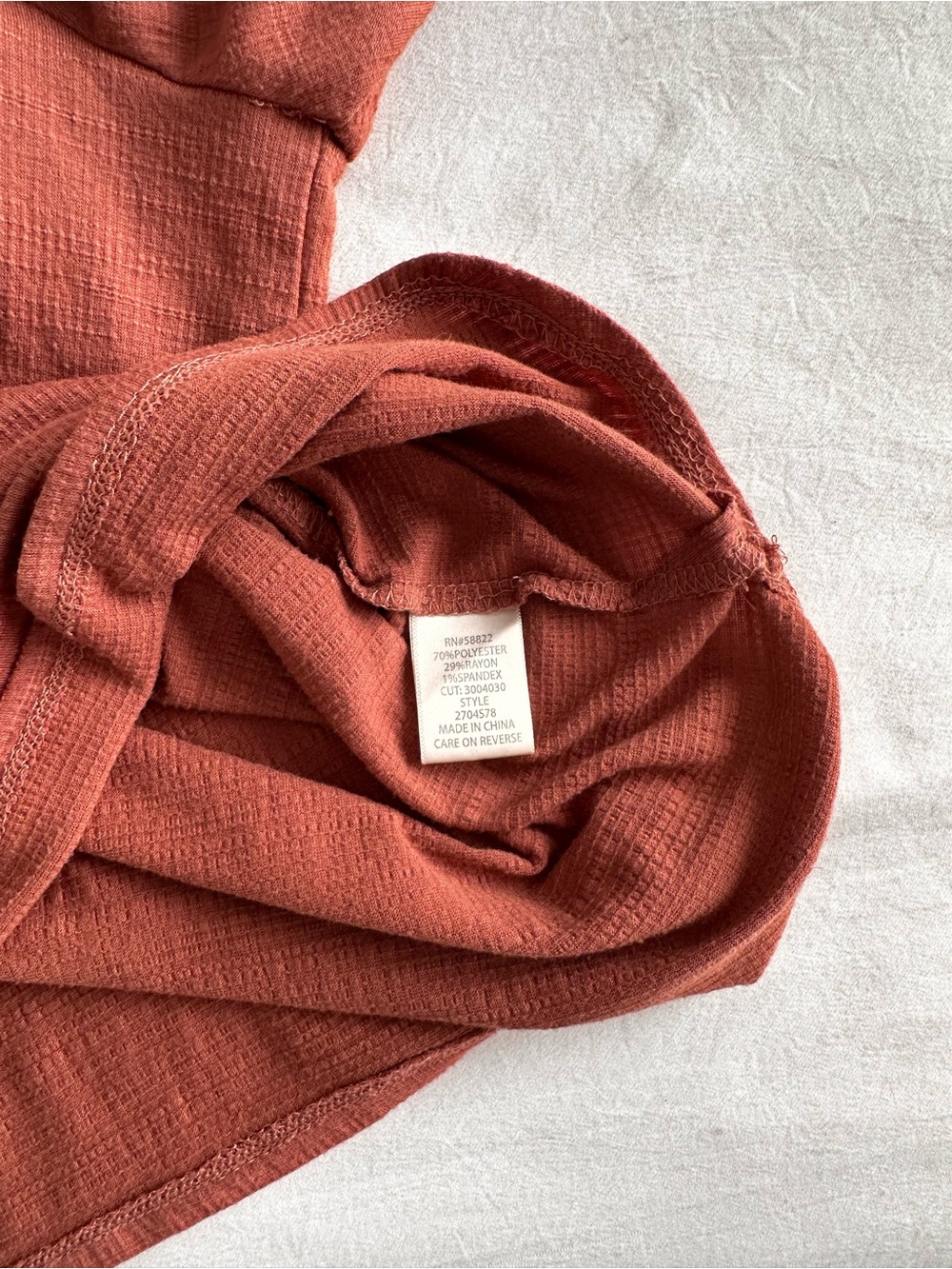 Max Studio Rust Ruched Sleeve Textured Knit Top - Picture 10 of 11